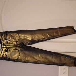 ZARA Black Painted Gold Skinny Jeans